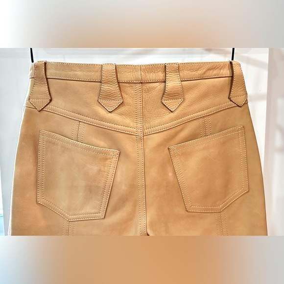 NWT Saint Laurent Leather Kick Flare Pants Beige FR36 - Picture 9 of 16
